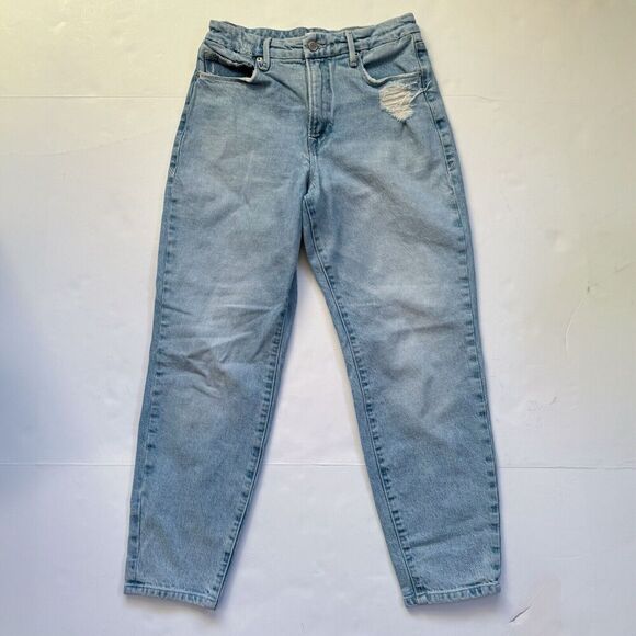 Good American GOOD MOM JEANS GM602T BLUE636 Size 2/26 Light Wash Distressed - Picture 1 of 9